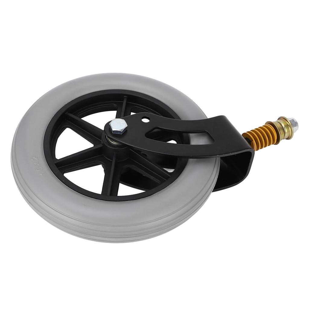 Wheelchair Caster Assembly Front Universal PU Hub Solid Spring Shock Absorber Wheel 10 X 2in