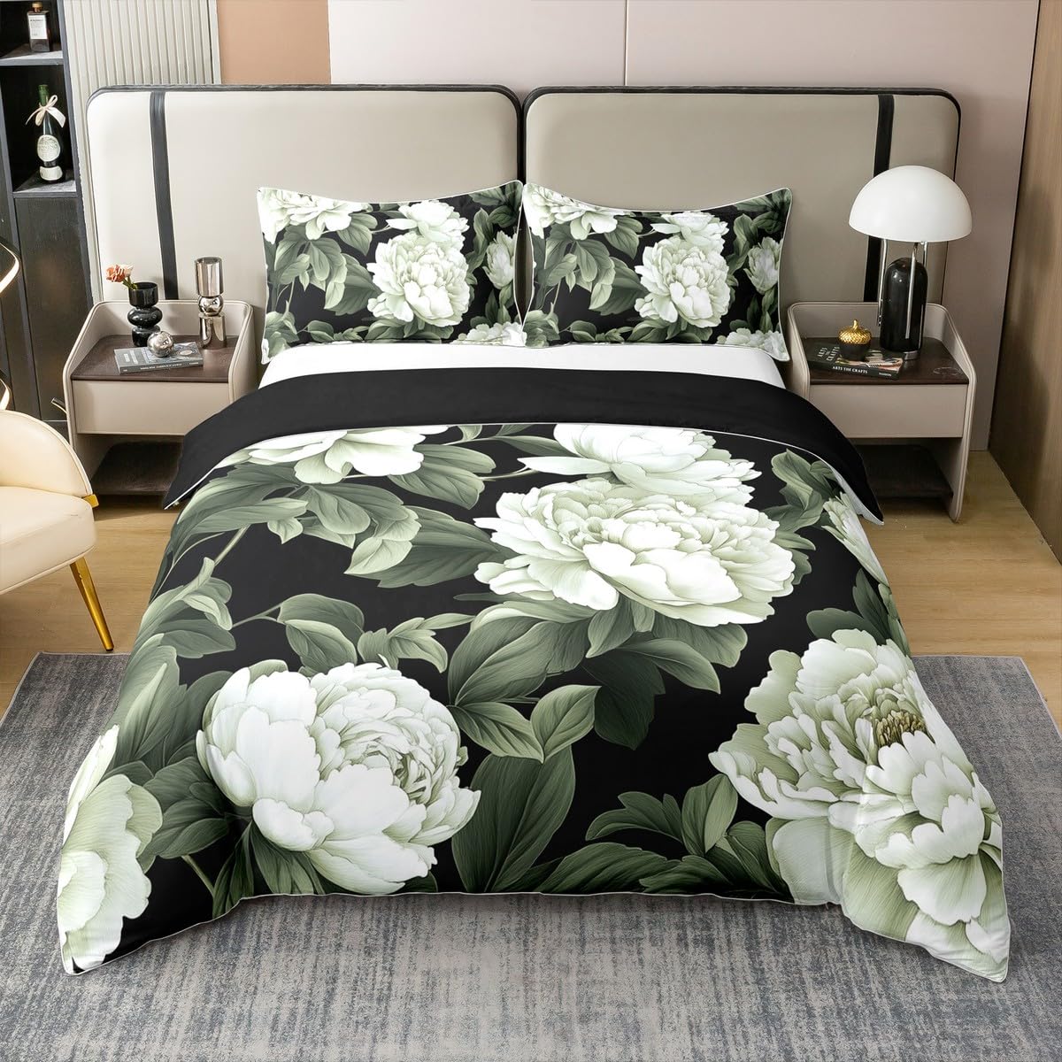 

Floral Duvet Cover Queen for Teens AdultsRetro Flower Leaves Comforter CoverOil Painting Bedding SetGarden Wildlife Bed Set EU Single(135x200cm)