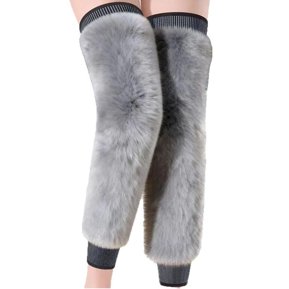 Imitation Otter Rabbit Hair Plush Thick Knee Protector Thermal Leg Warmers  Injury Recovery