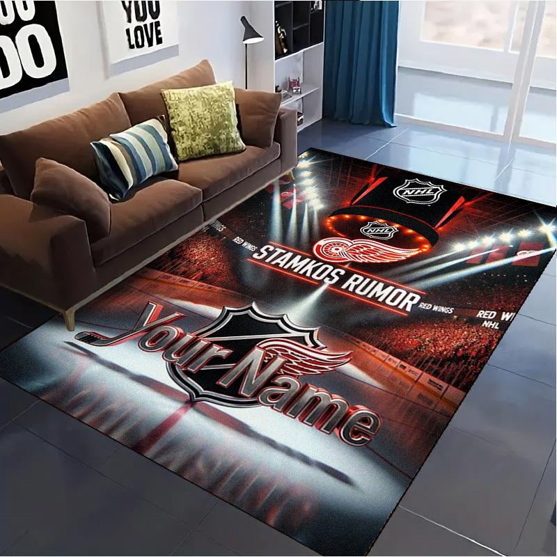 Name Custom Detroit Red Wings Carpet Rug for Living Room Bedroom Home Sofa Decoration,Kids Play Non-slip Floor Mat