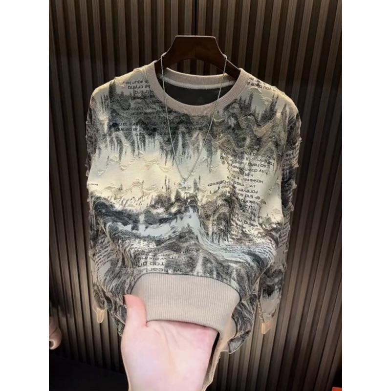 

Men s Versatile Loose-Fit Color Block Hoodie with Star Sparkle and Ripped Round Neck. M абрикосовий