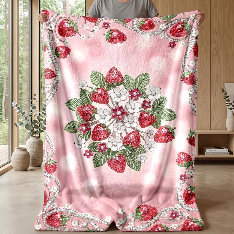 Strawberry Garden Pattern 1 Theme blanket Lightweight Warm Flannel Blanket Decorative Throw Blanket for Home Decoration