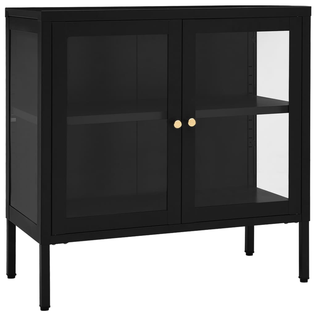 Vidaxl Side Cabinet, Black, 70X35X70 Cm, Steel and Glass