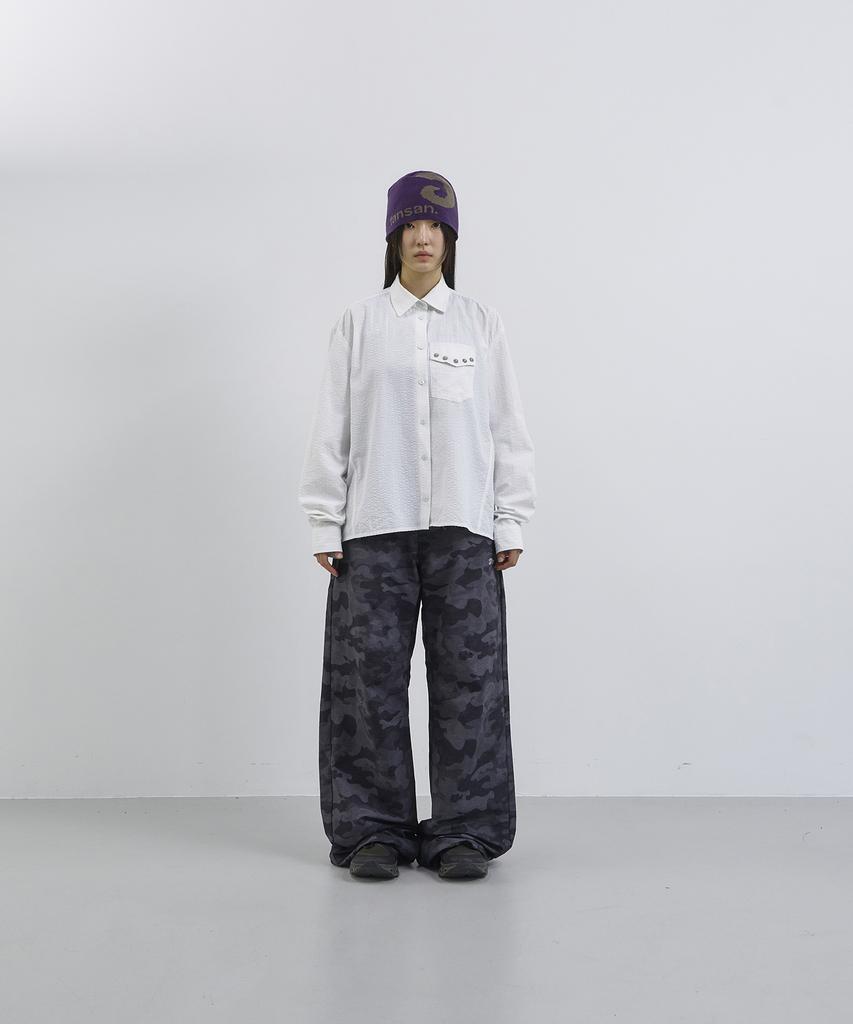 Tansanmageunesyum Nylon Wide Studded Pants (Camo Charcoal)