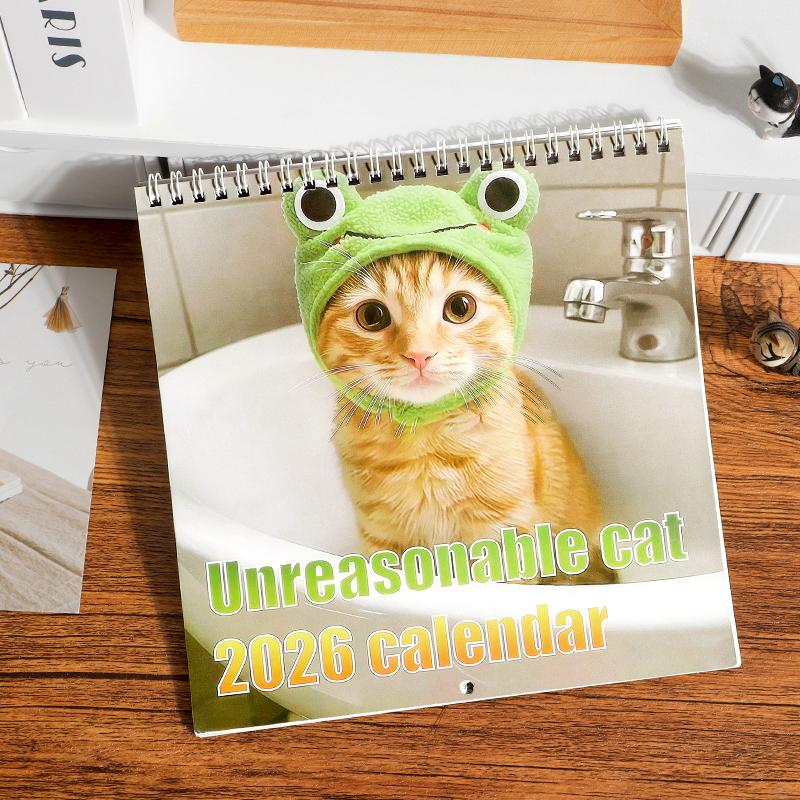 Monthly Wall Calendar Cute Cat Design Hangable 2026 Wall Calendars for Living Room Bedroom Home Wall Decor for Cat Lover