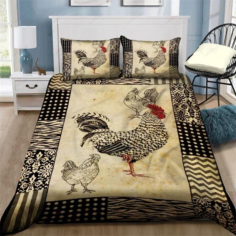 Hahn Bettwäscheset Bauernhoftier Bequem Bettdeckenbezug Steppdecke Kissenbezug Bettwäscheset Kinder Schlafzimmer Dekoration Heimtextil