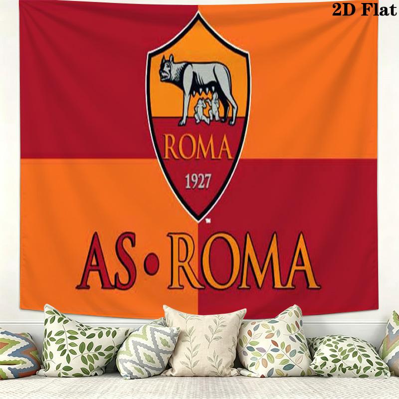 Tenture murale de football AS Roma Esthétique Accrochage mural Couverture en tissu imprimé Tapisseries décoratives pour chambre à coucher Salon Décoration de la maison
