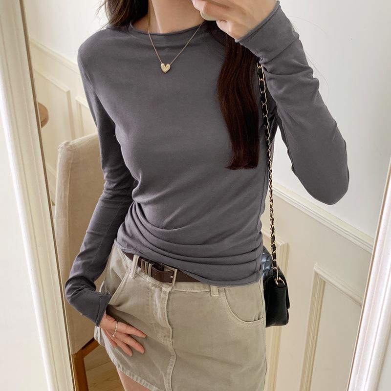 2025 New Slimming Round Neck Long-Sleeve Top for Women
