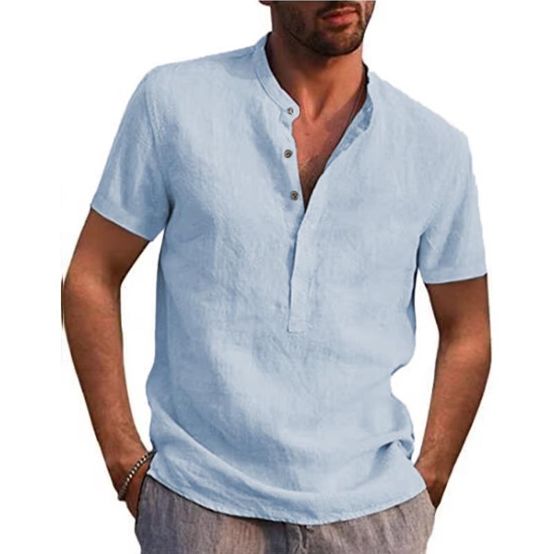 HNXC Men's Fashion Casual Solid Color Print Long Sleeve Blouses & Shirts