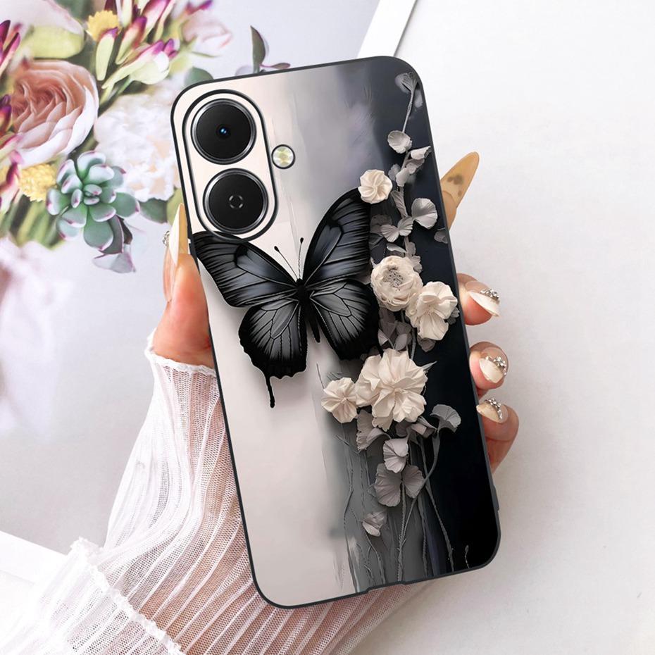 2025 Cute Printing Phone Case For Tecno Spark Go 2 KM4 Black Silicone Soft Cases For Tecno Spark Go2 Covers Bumpers
