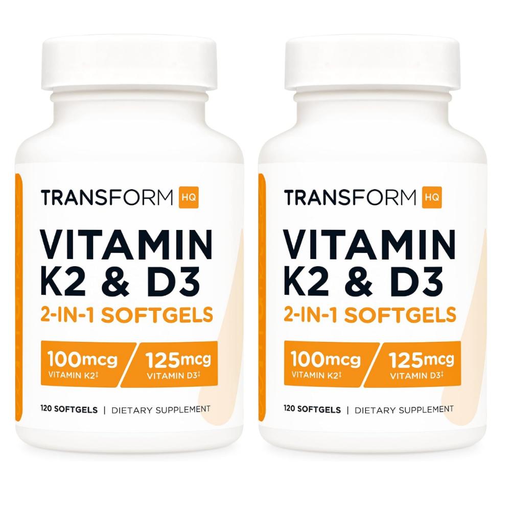 Transform HQ Vitamin D3 5000IU & K2 MK-7 100mcg 120 Tablets 2 Pcs