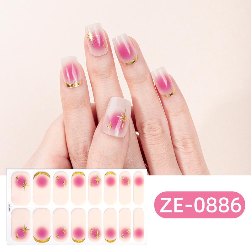Uñas postizas de gel sin pegamento, impermeables, mate, con purpurina, estilo francés, para mujer.
