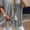 In Stock! 2021 Women's Summer Casual Loose Fit Sequin T-Shirt, Solid Color Short Sleeve Pullover