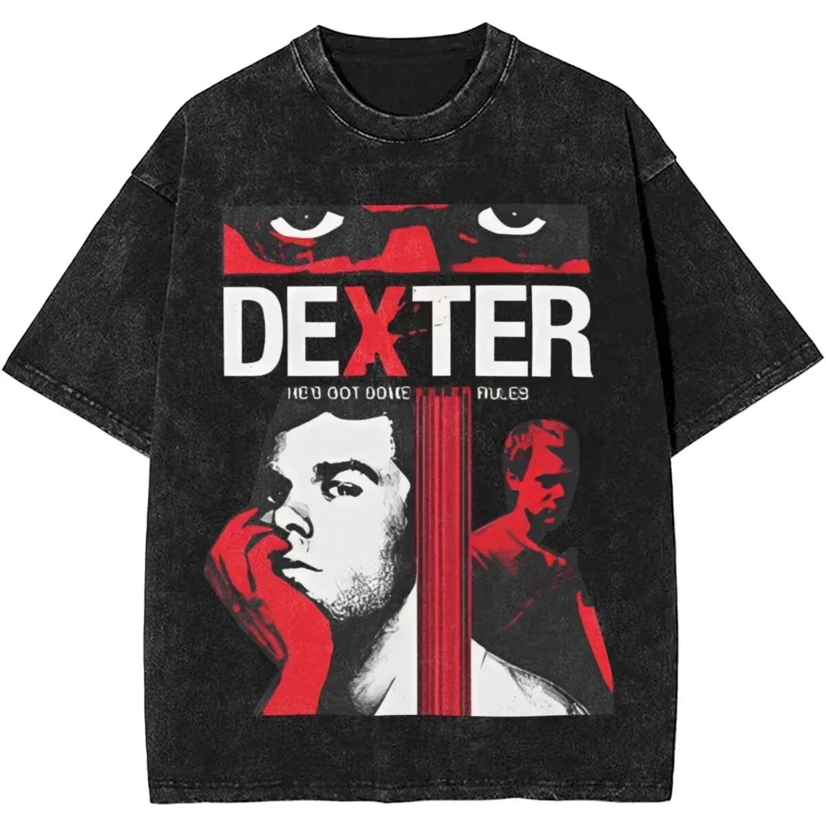 

Новая футболка Dexter Morgan Edition, средний палец, ретро, модная, винтажная, стираная, летние топы Y2K, хлопок, мужские, женские, футболки с коротким рукавом L