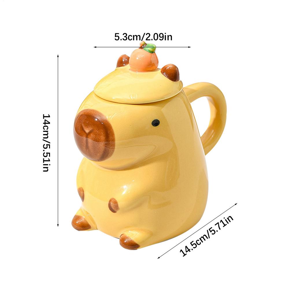 

Christmas Mugs Ceramic Coffee Mug Tea Mug Novelty Capybara Mug Christmas Gift Cute Milk Coffee Cup Funny Tea Cup with Lid 450ml жёлтый