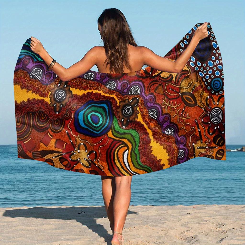 One Microfiber Printed Beach Towel, Suitable For Bathroom, Sports, Travel, Swimming, Pool, Yoga And Other Occasions.
