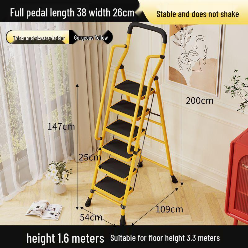 Multi-functional Indoor Folding Ladder with Handrails and Widened Pedals - Four to Five Steps for Home and Dorm Use