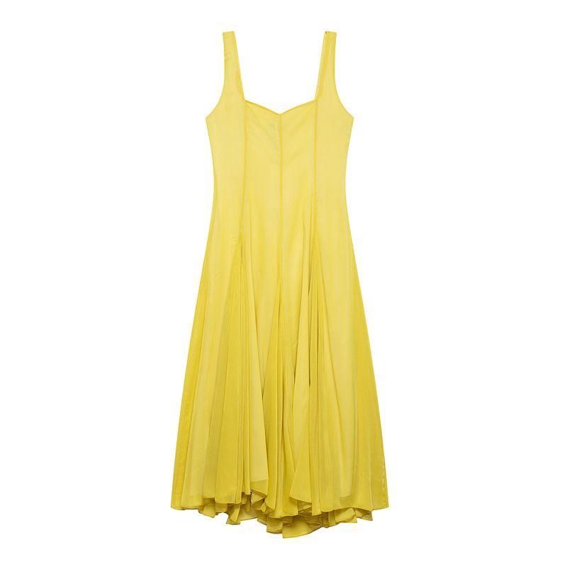 

Kaslead New Women clothes Western Style Fashion Simple Casual Midi Dress 3024375 310 Yellow L