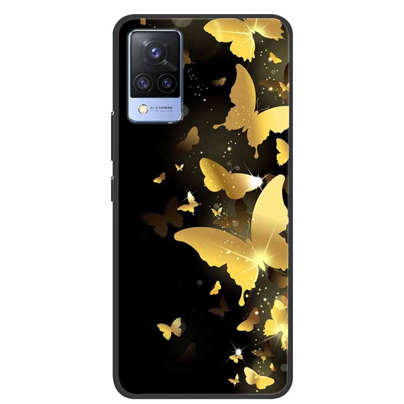For Vivo S9 V21 V21e Case Black Silicone Back Cover Case For Vivo V21 S9 V21e Phone Cases Cover V 21 e S 9 Funda Coque Cartoon