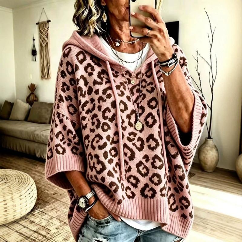 Women S Loose Fit Knitted Pullover Hooded Casual Sweater