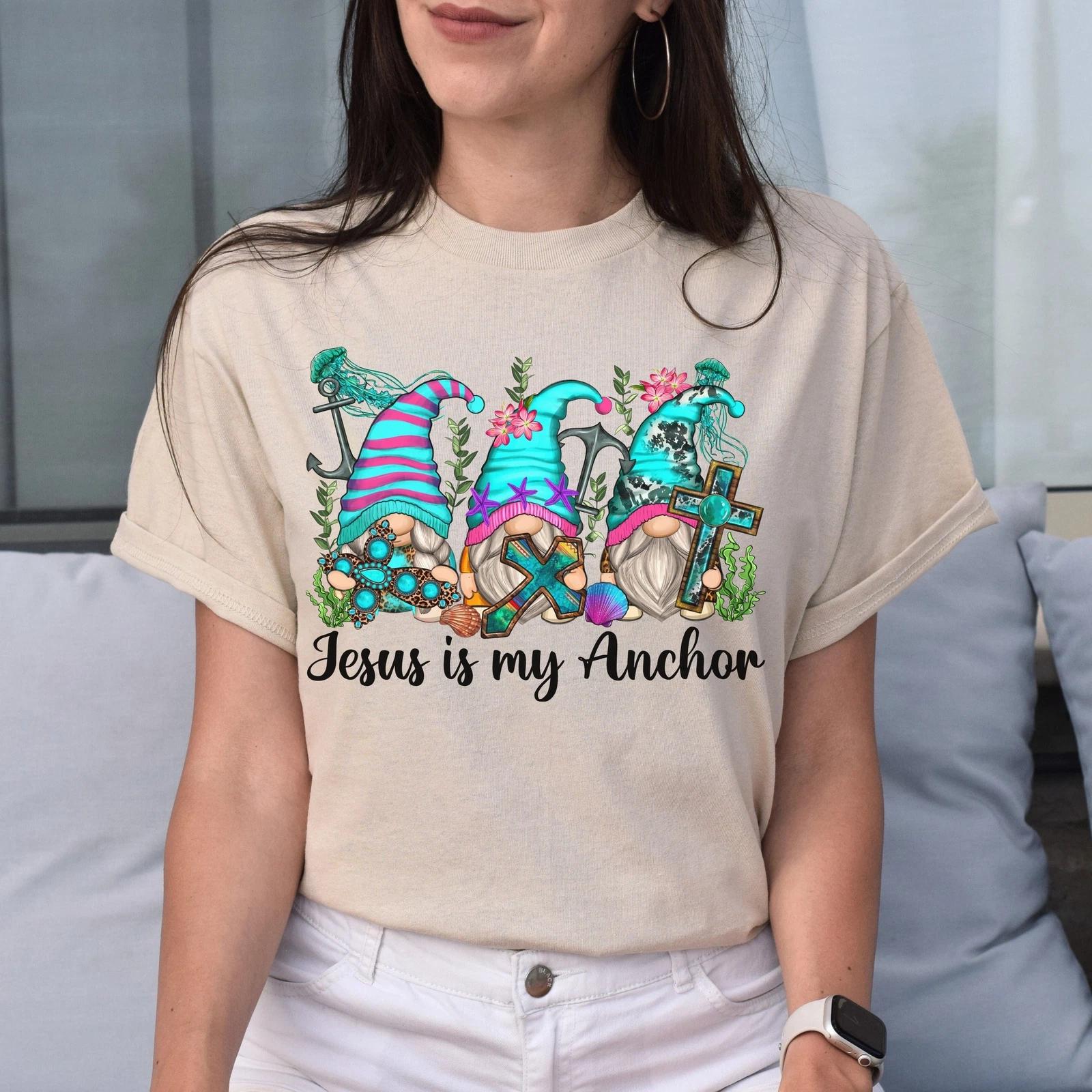 Jesus is my anchor Gnomes Unisex shirt Christians Christmas gift White Sand XL