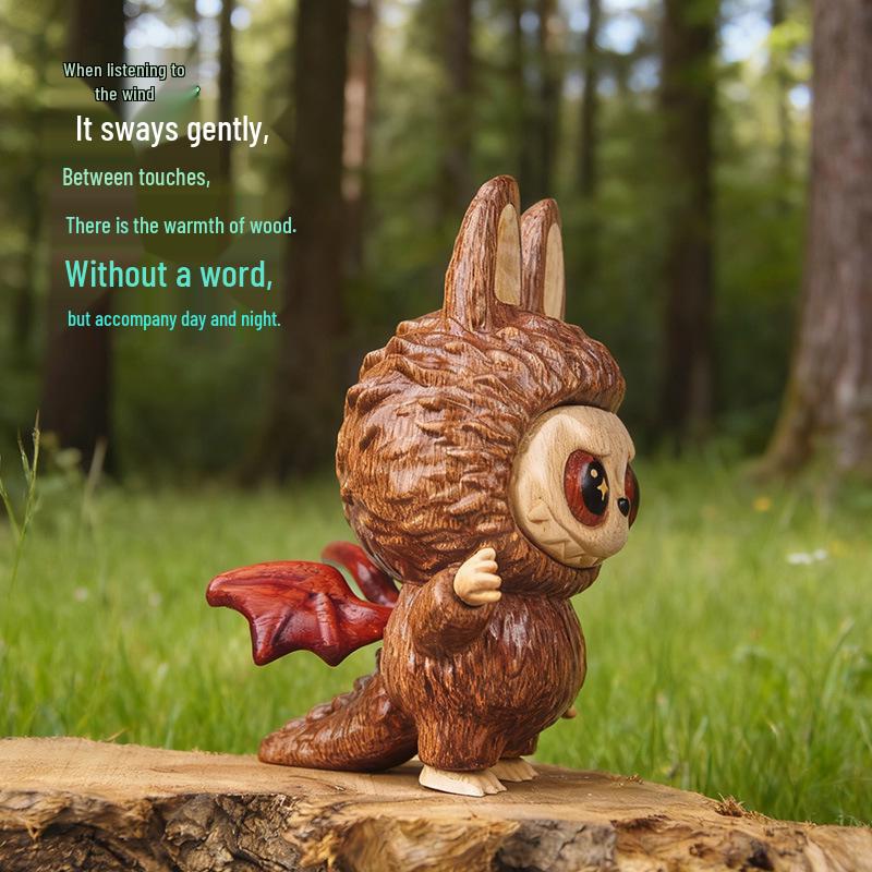 Creative Wooden Crafts: Little Prince Hippo Wood Ornament with Solid Wood Base