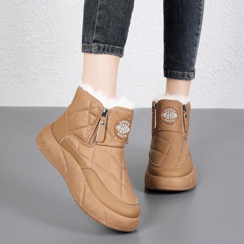 34-42 Women's Winter Plus Size Fashionable Double Zipper Thick Soled High Top Cotton Shoes Women's Snow Boots