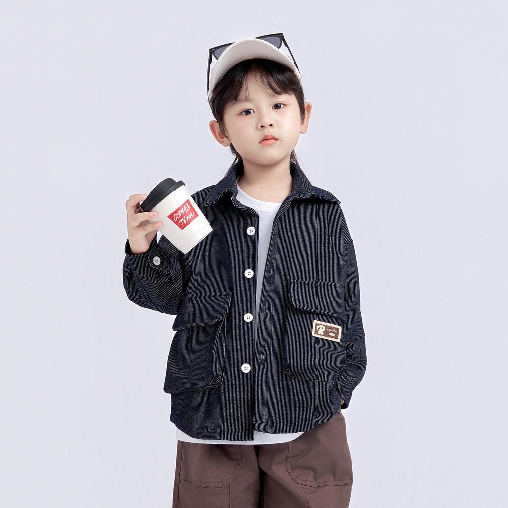 Boys' Stylish Long-Sleeve Turn-Down Collar Shirt - 2025 Spring/Autumn Collection