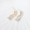 Golden Plated Copper Earrings with Clear Square Zirconia for Women Jewelry