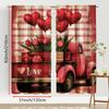 2pcs Retro Red Truck Love Curtains   American Country Style   Living Room and Bedroom   Drawbar Pocket Decoration