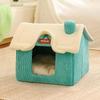 Foldable Pet House Semi Enclosed Cat House Winter Warmer Pet Bed House for Small Dogs Cats Puppy Kitten Shelter Cave