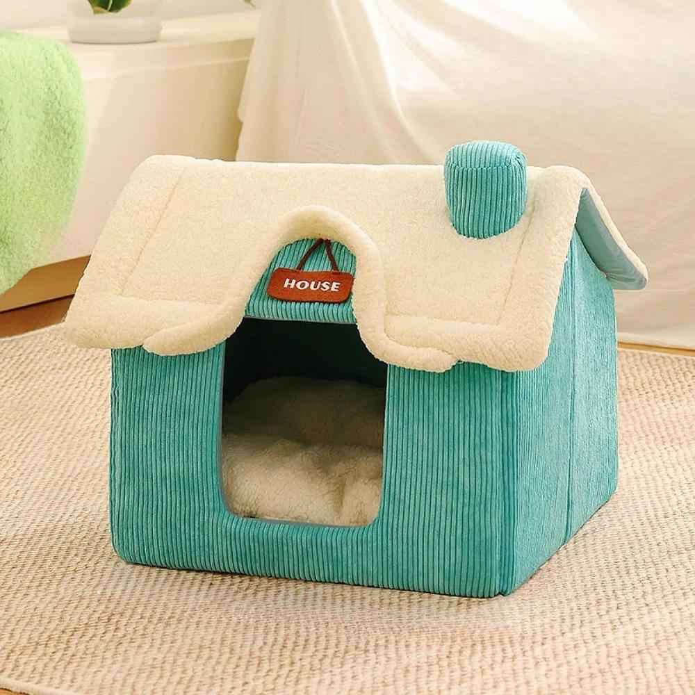 Foldable Pet House Semi Enclosed Cat House Winter Warmer Pet Bed House for Small Dogs Cats Puppy Kitten Shelter Cave