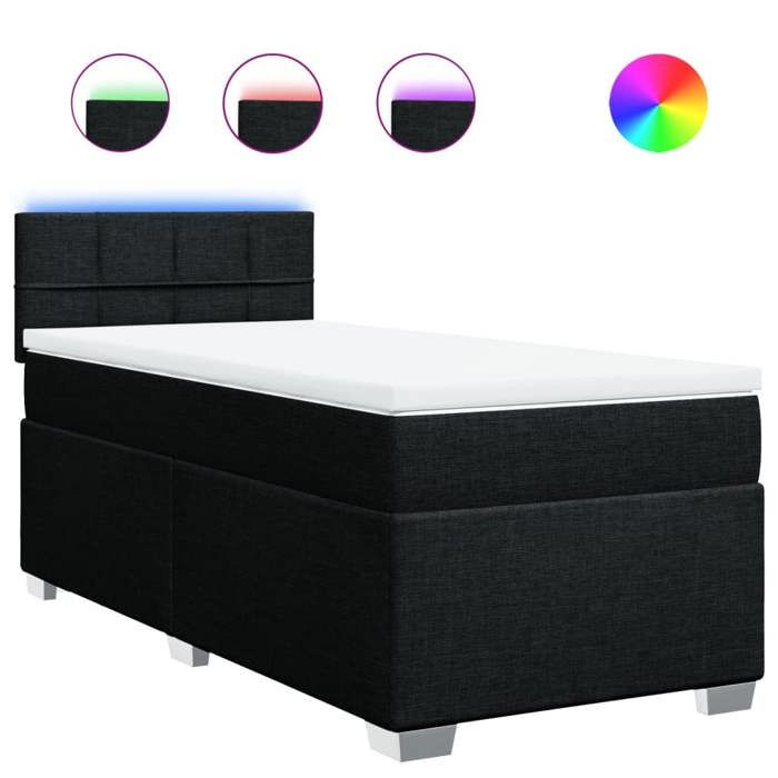 VidaXL Sommier à lattes de lit et matelas Noir 80x200 cm Tissu 3288017