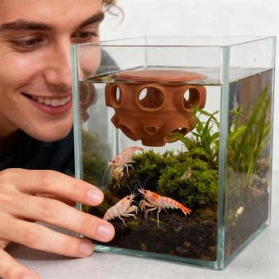 Aquarium Garnelenhaus Realistisches Aquarium Betta-Lebensraum Fisch- und Garnelen-Schwimmplattformen Aquarium Verstecke Dekorationen