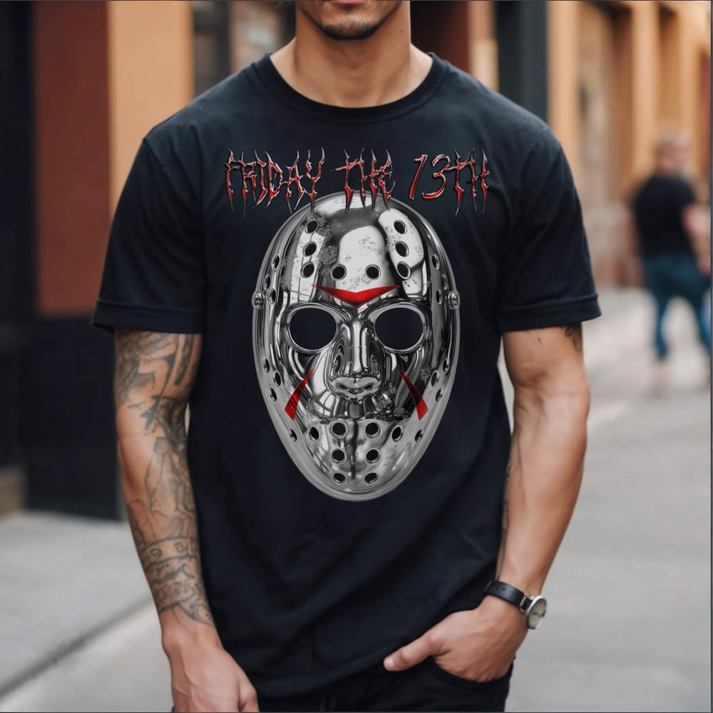 Jason Voorhees Mask TShirt TGIF Friday The 13th Halloween Horror Movie Shirt Unisex T-Shirt XL