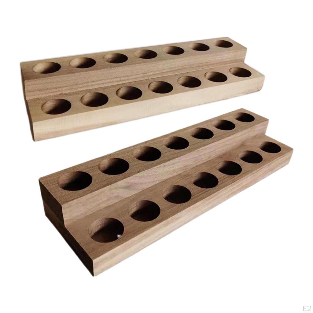 14 Holes Essential Oil Display Wooden Stand Rack Perfume Nail Polish Storage Tray Organizer