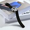 ANNEFIT 17mm Silicone Watch Rubber Replacement Strap with Quick Release Buckle Band, Black/Silver
