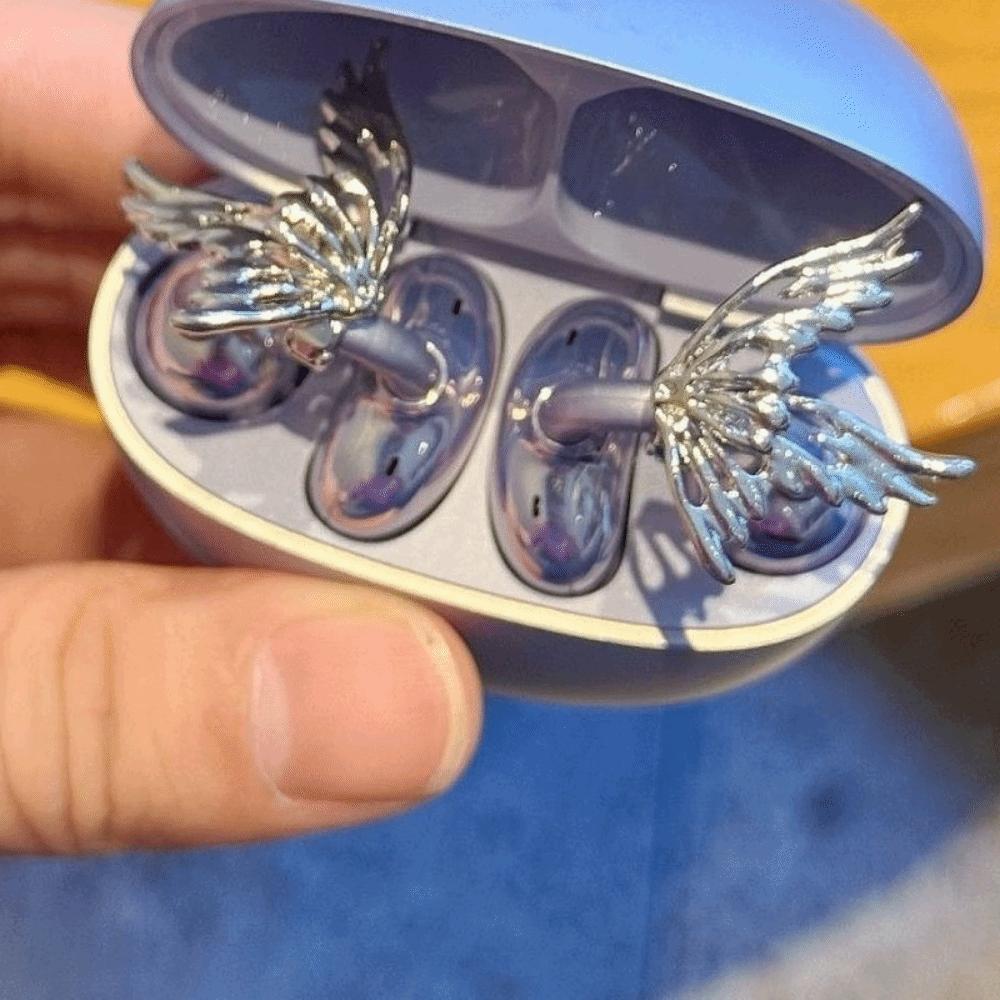 Creative Butterfly Earphone Clips Artificial Crystals Tassels Headphone Accessories Two Pieces Set Silver Earphone Decorations