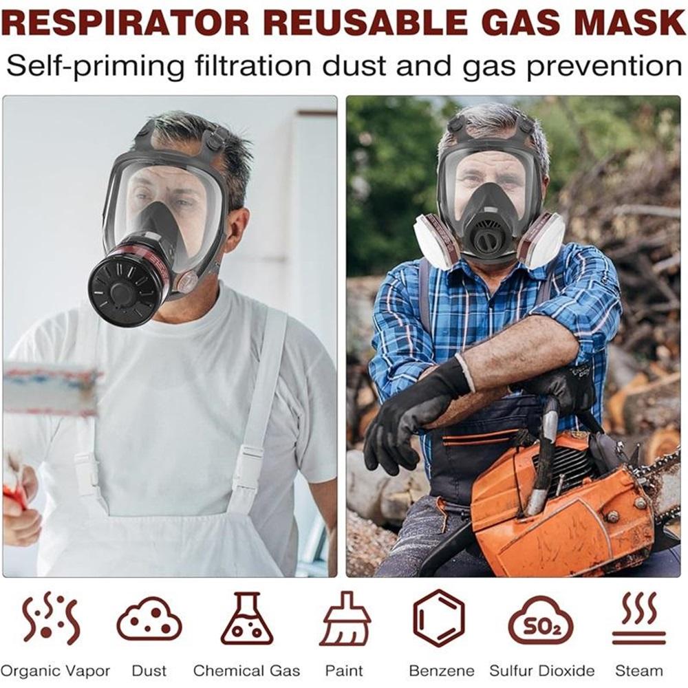 Gas Masks Survival Nuclear and Chemical - Reusable Full Face Respirator Gas Mask with Filter