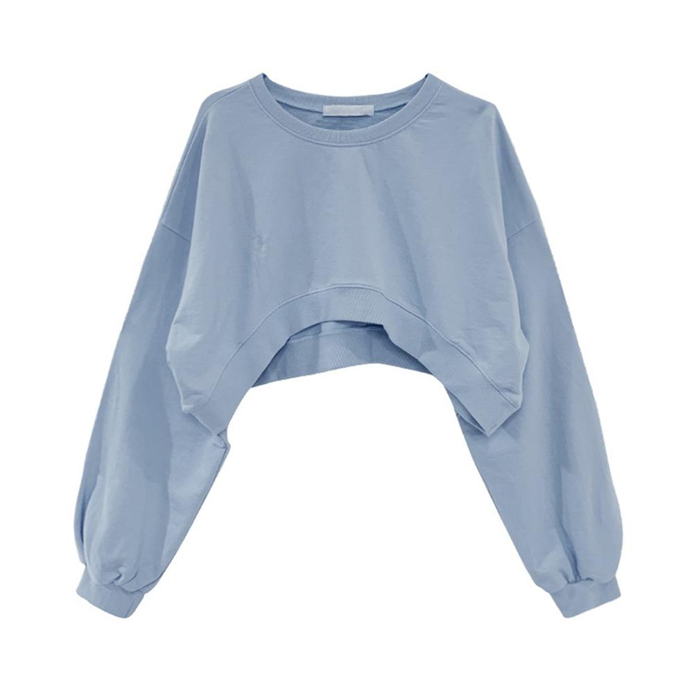 

Женские укороченные укороченные топы с длинными рукавами, толстовки, повседневные свободные пуловеры, топы M синий