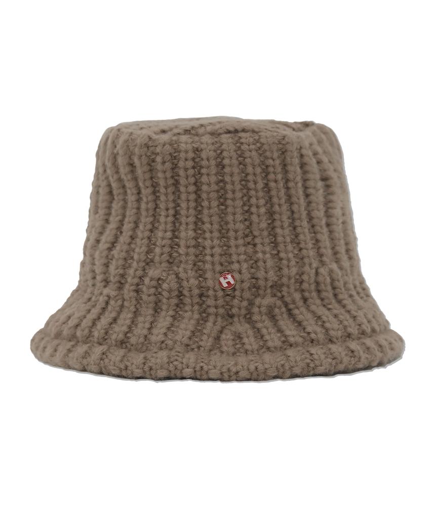 HIGH SCHOOL DISCO Badge Knit Bucket Hat Beige
