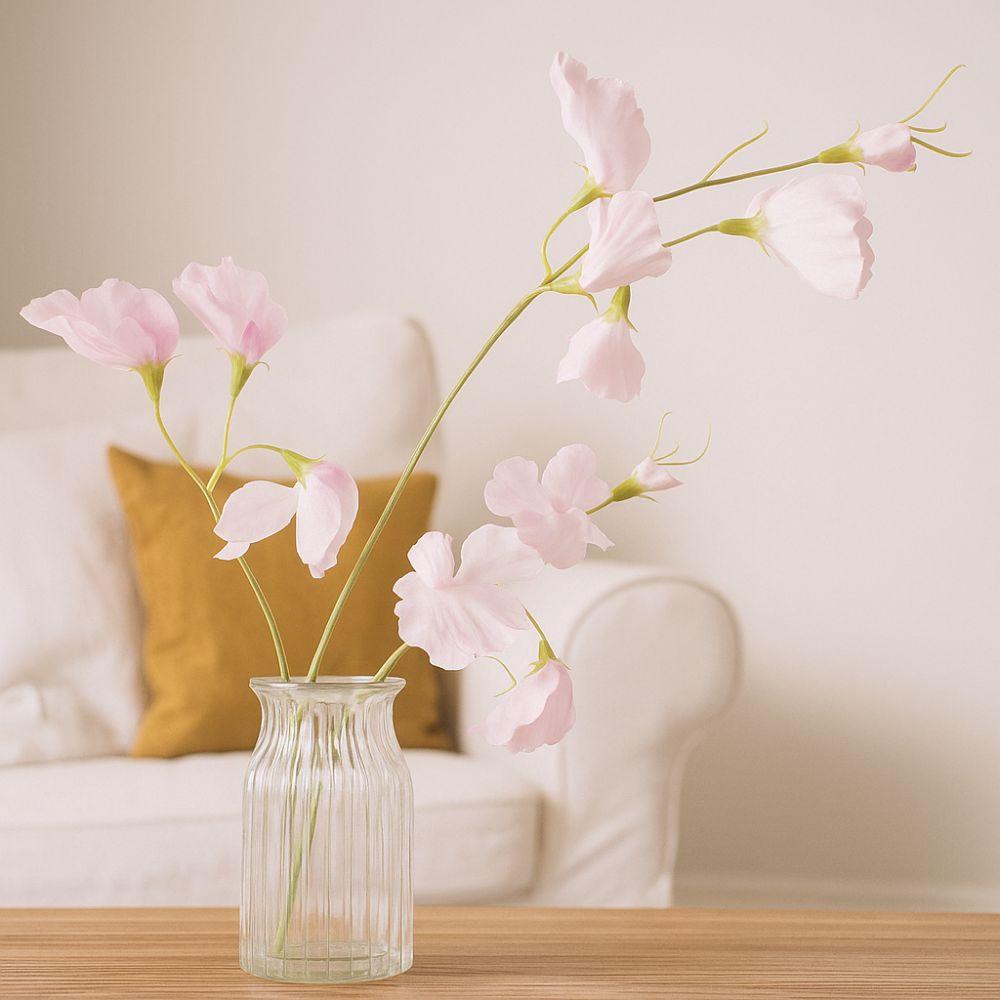 Lifelike Artificial Pea Flower Hydrating Fake Plants Elegant Silk Pea Branch  Living Room