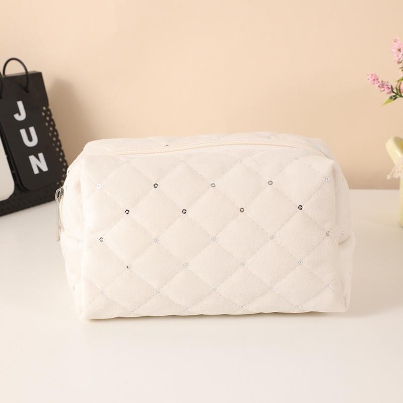 Cotton Quilted Makeup Bag With Large Capacity For Students And Girls