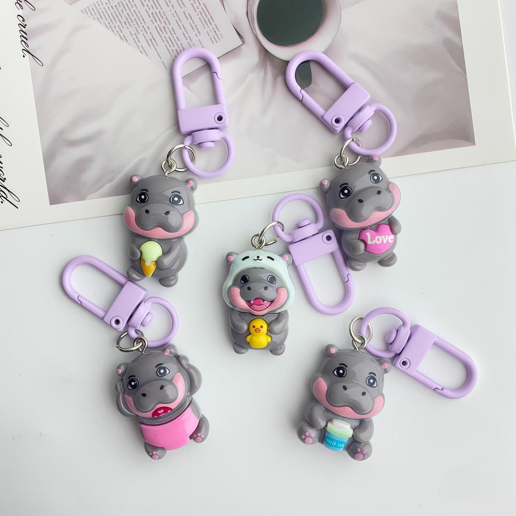 Adorable Cartoon Hippo Keychain: Cute Pendant for Bags & Gifts