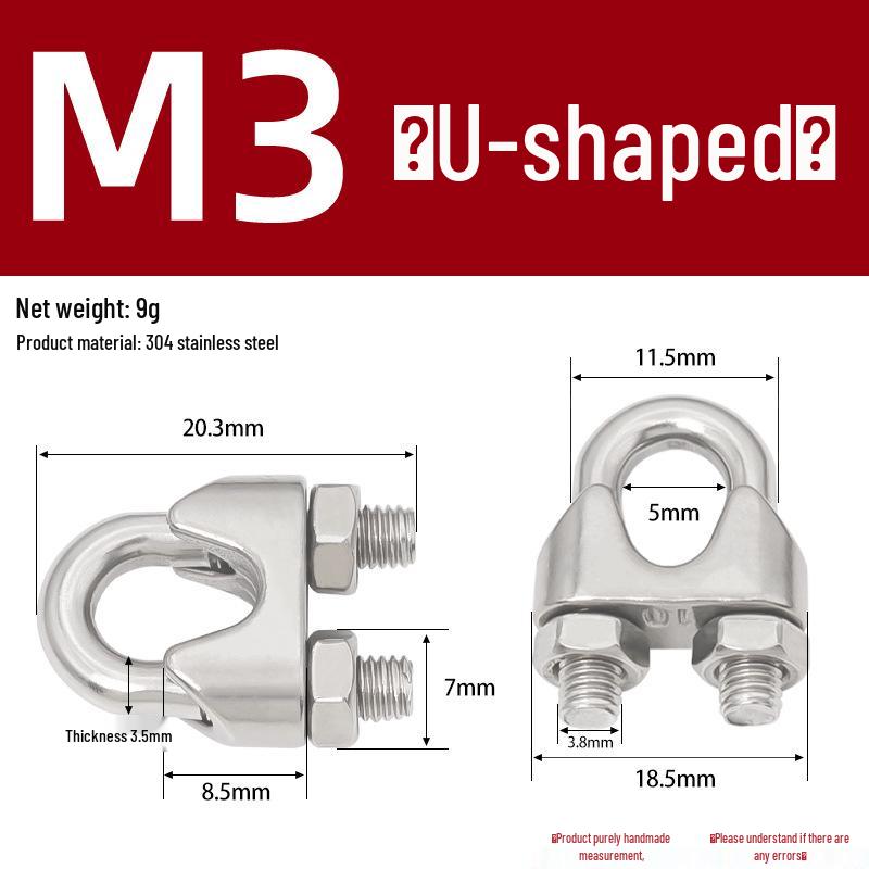 304 Stainless Steel U-Shaped Wire Rope Clip Buckle Clamp