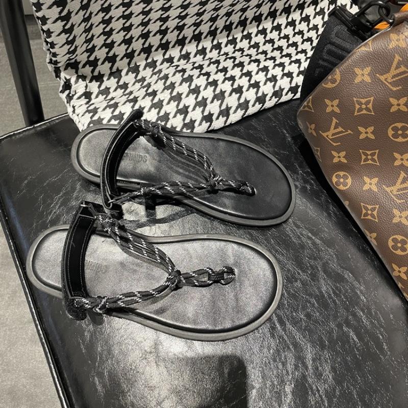 Fashion Beach Roman sandals hemp rope thick bottom Velcro flip flops new style clip toe lazy all-match