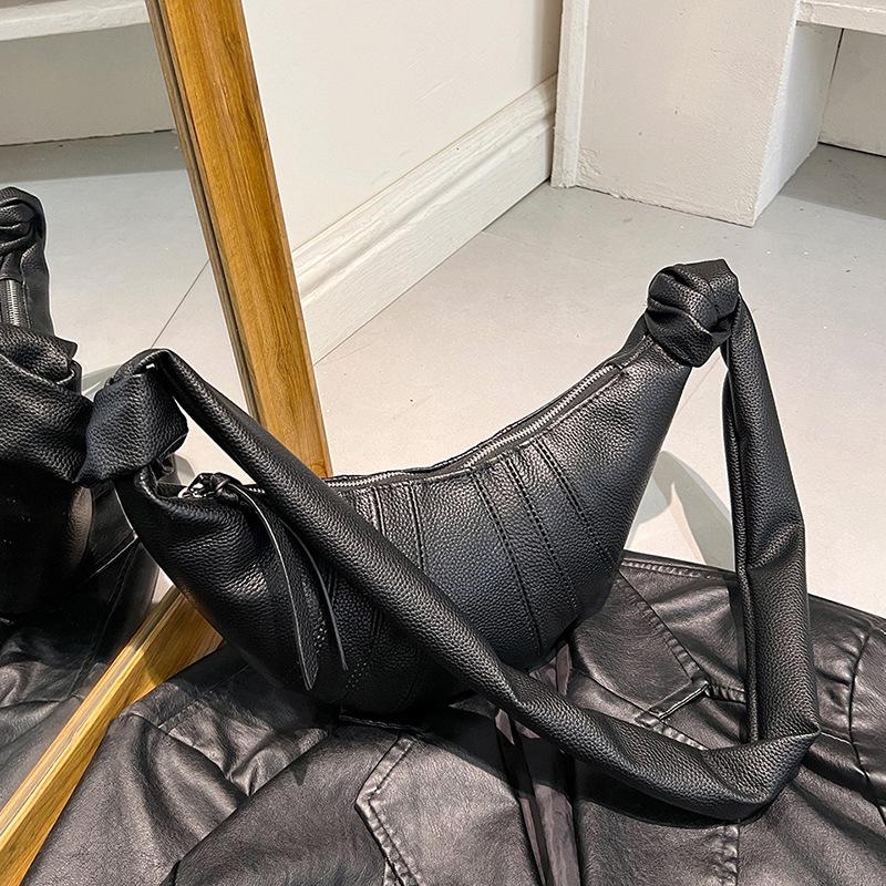 

Женская сумка кроссбоди из натуральной кожи в форме французского круассана – Универсальный и высококлассный дизайн чёрный