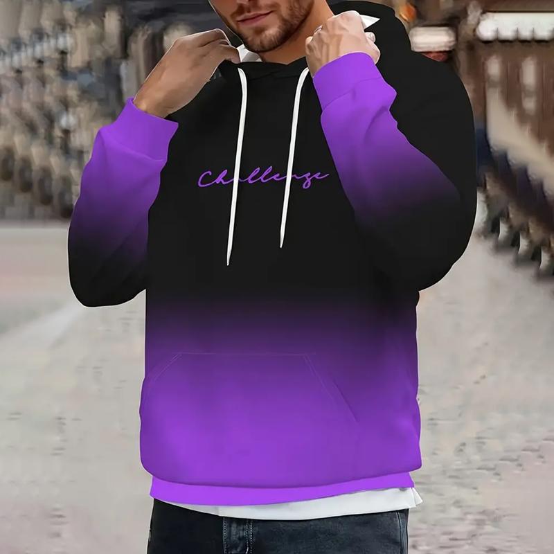 Felpe con Cappuccio da Uomo Autunno Inverno Stampa Lettere Stampa Digitale 3D Colore Degradé Felpe Casual da Uomo