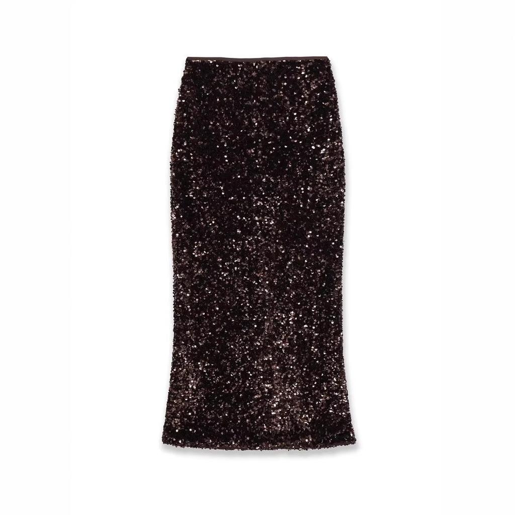 2026 European & American Style Sequin Embellished Skirt