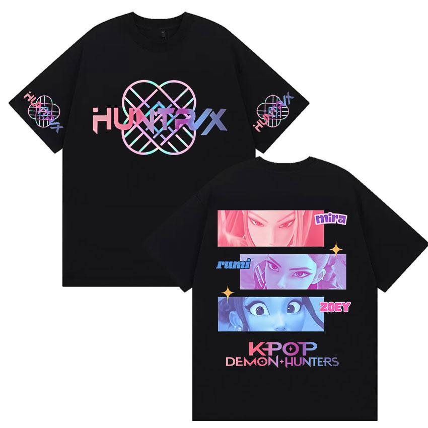 

K-pop Demon Hunters Film 2025 Graphic T Shirts Men Women Fashion High Quality Cotton T-Shirt Vintage Oversized Short Sleeve Tees 4XL